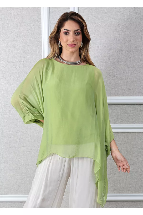 Bata Rafa Seda Italiana Verde Lima - Loja Linho Italiano