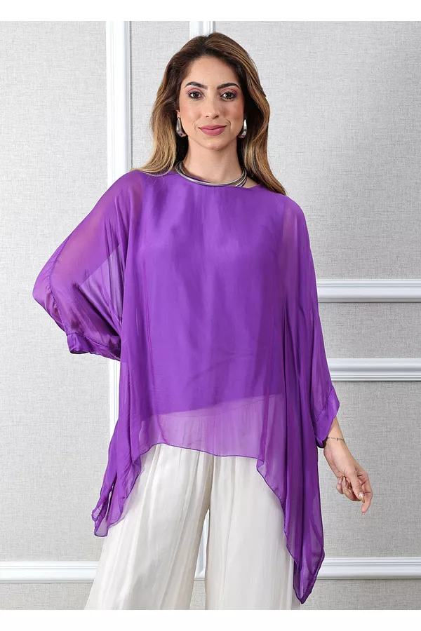 Bata Rafa Seda Italiana Roxo - Loja Linho Italiano