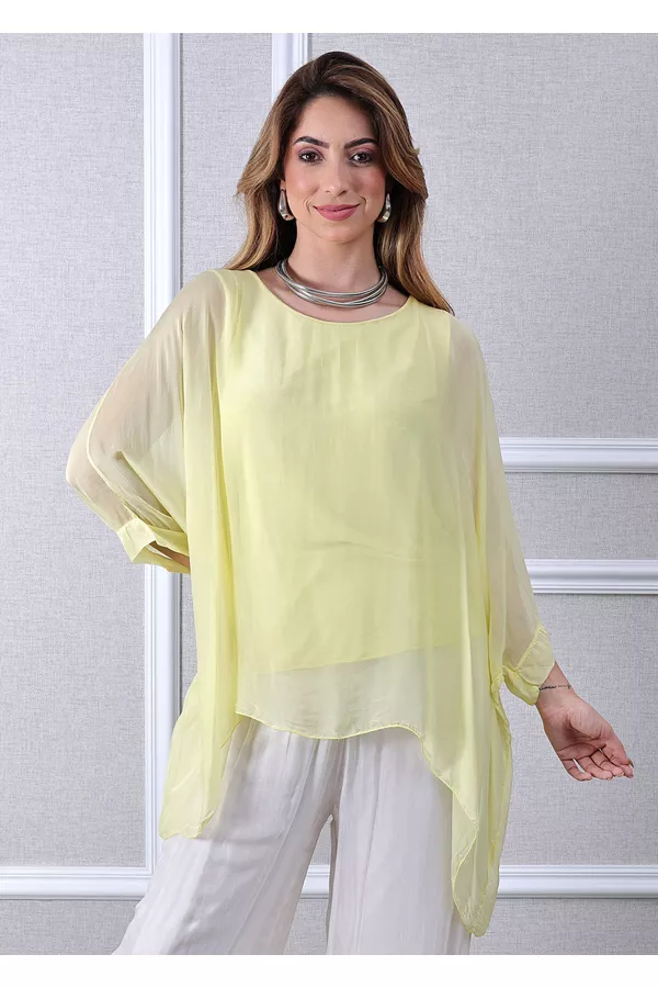 Bata Rafa Seda Italiana Amarelo - Loja Linho Italiano
