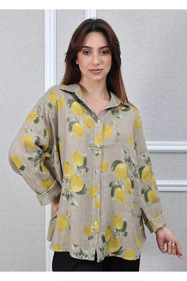 Camisa Loraine Linho Italiano Bege - Loja Linho Italiano