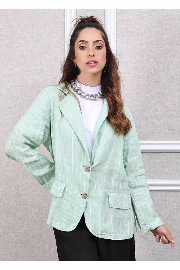 Blazer Daniele Linho Italiano Verde Àgua - Loja Linho Italiano