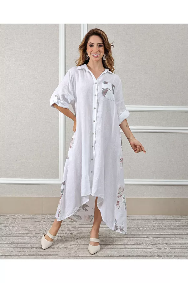 Chemise Melanie Linho Italiano Branco - Loja Linho Italiano