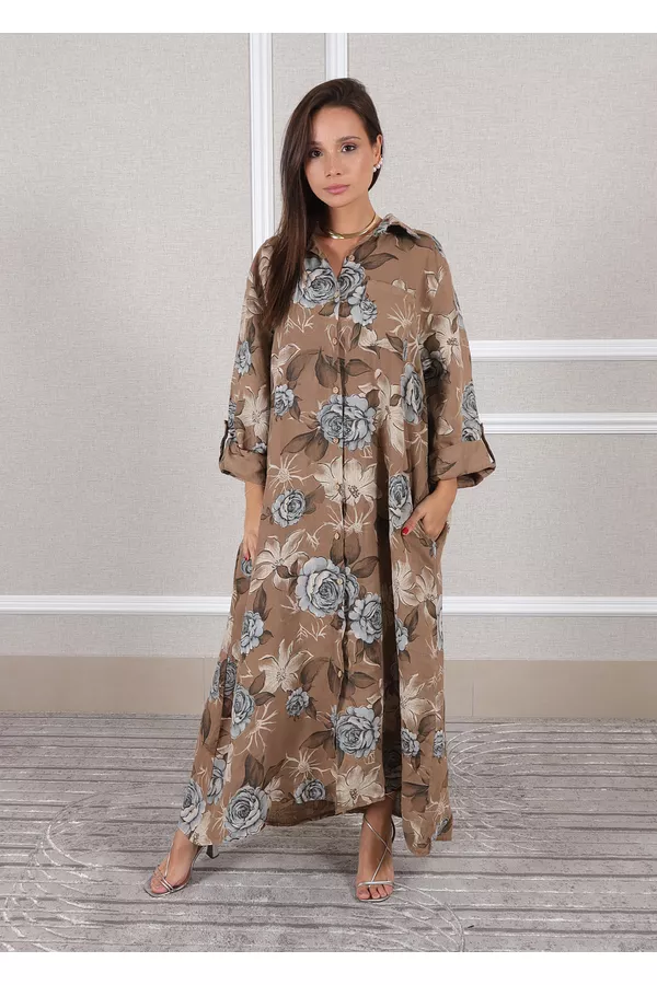 Chemise Luiza Linho Italiano Caramelo - Loja Linho Italiano
