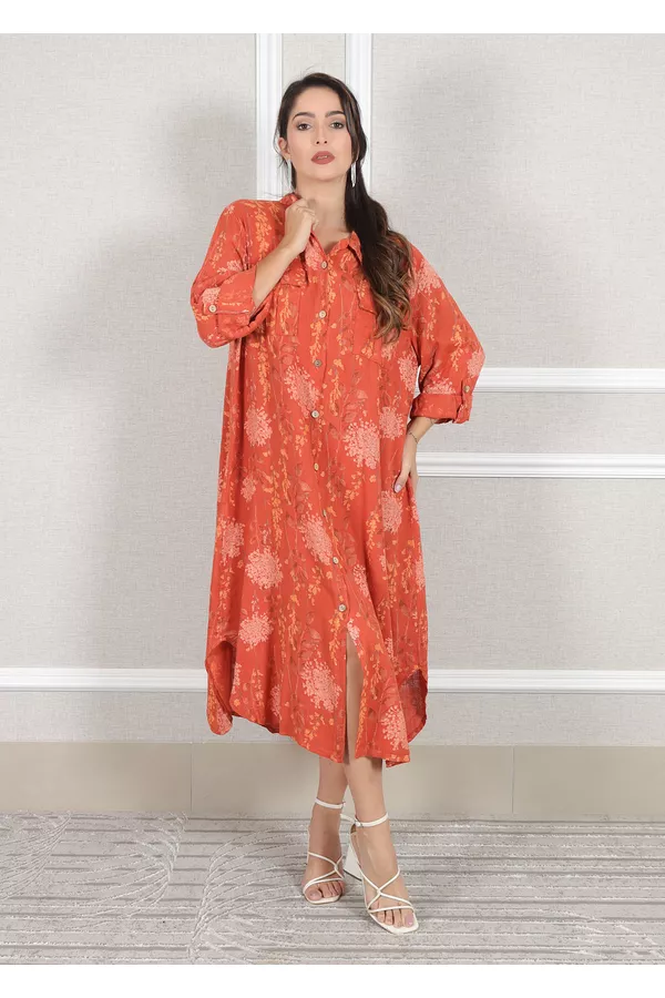 Chemise Agnes Linho Italiano Terracota - Loja Linho Italiano