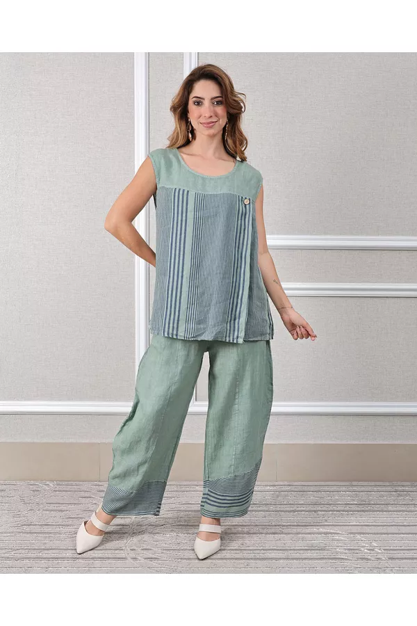 Conjunto Cora Linho Italiano Verde Menta - Loja Linho Italiano
