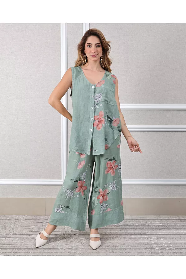 Conjunto Marisol Linho Italiano Verde Menta - Loja Linho Italiano