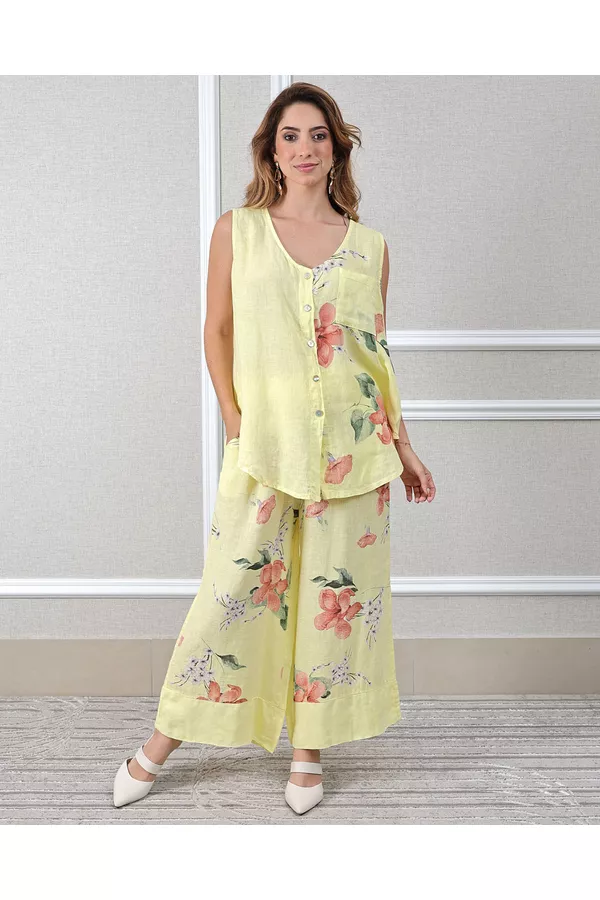 Conjunto Marisol Linho Italiano Amarelo - Loja Linho Italiano