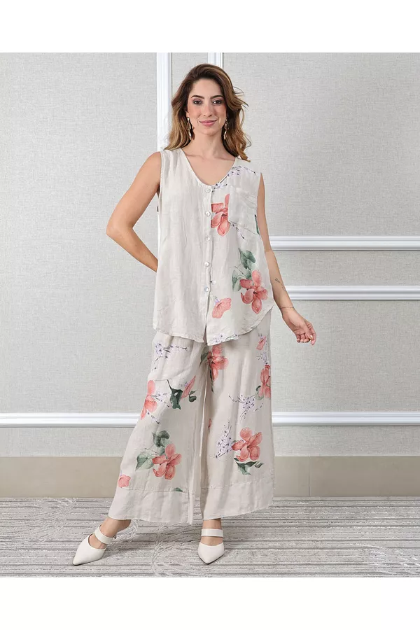 Conjunto Marisol Linho Italiano Bege - Loja Linho Italiano