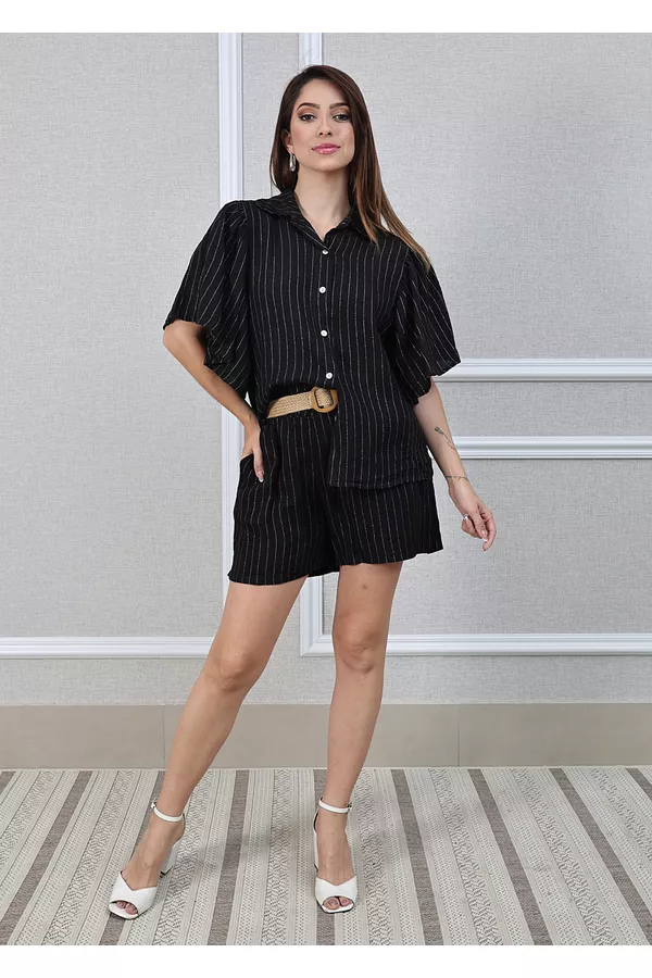 Conjunto Marcela Linho Italiano Preto - Loja Linho Italiano