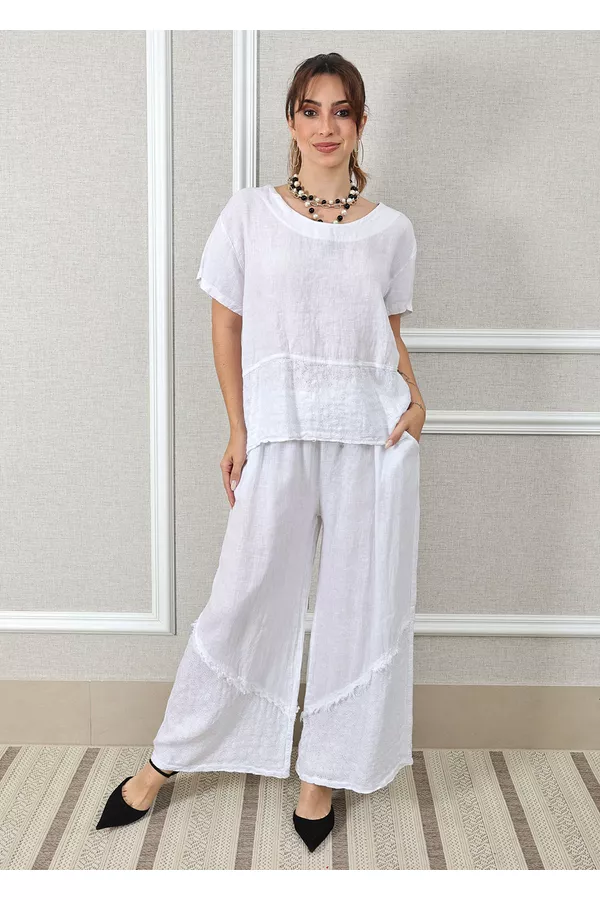 Conjunto Gisela Linho Italiano Branco - Loja Linho Italiano
