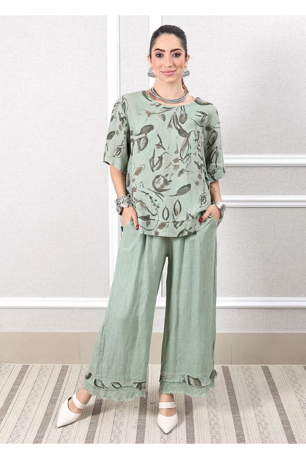 Conjunto Carla Linho Italiano Verde Menta - Loja Linho Italiano