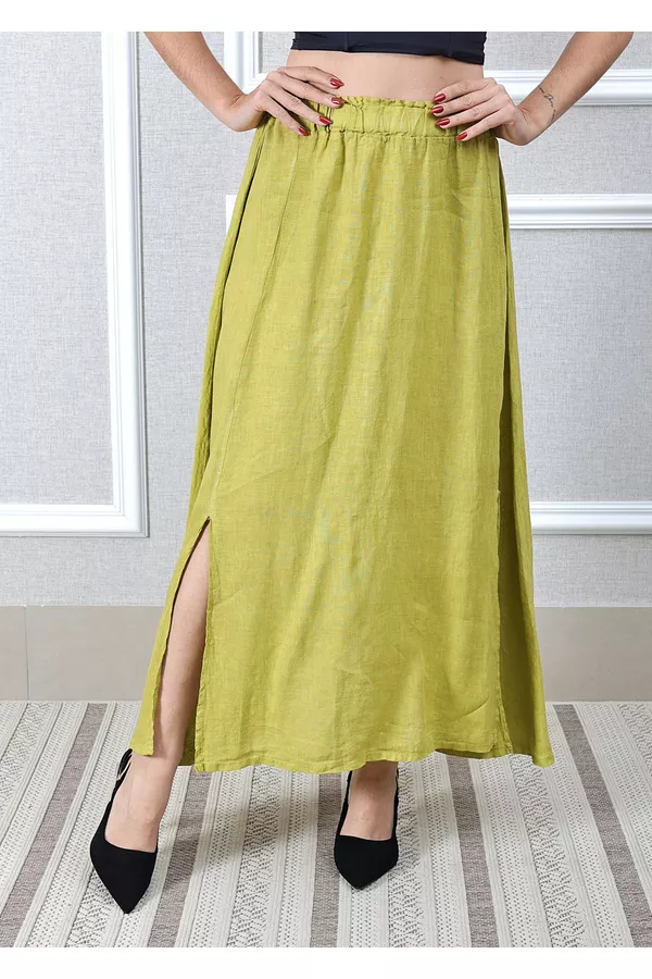 Saia Melissa Linho Italiano Verde Pistache - Loja Linho Italiano