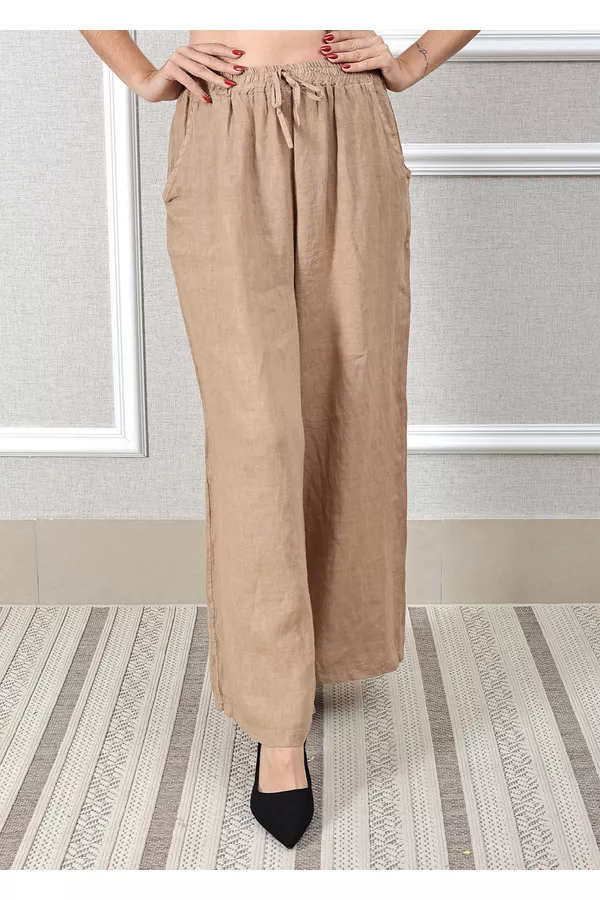 Calça Heloisa Linho Italiano Caramelo - Loja Linho Italiano