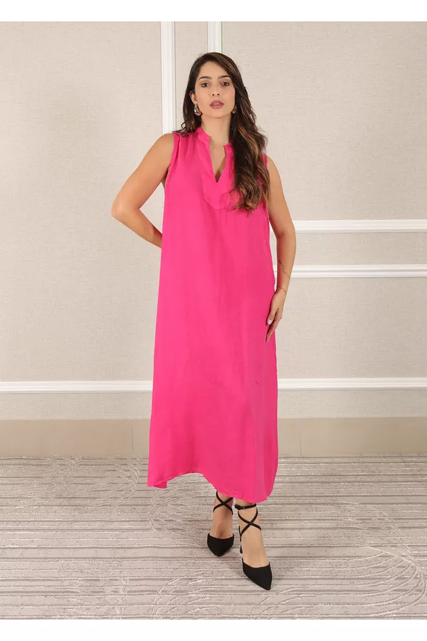 Vestido Luana Linho Italiano Pink - Loja Linho Italiano