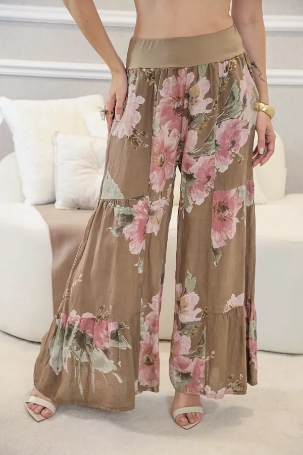CALÇA HELEN CARAMELO - Loja Linho Italiano