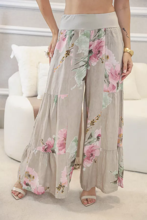 CALÇA HELEN BEGE - Loja Linho Italiano