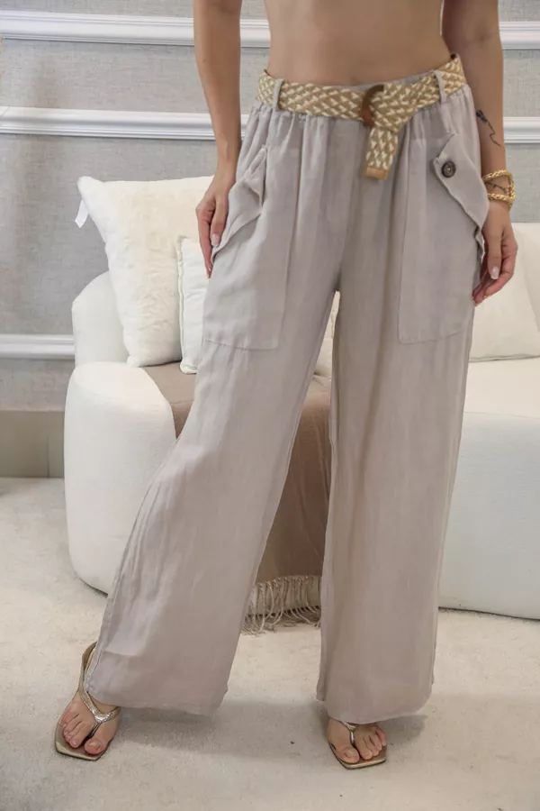 CALÇA SIMONE BEGE - Loja Linho Italiano