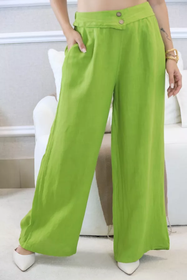 CALÇA MARLENE PISTACHE - Loja Linho Italiano