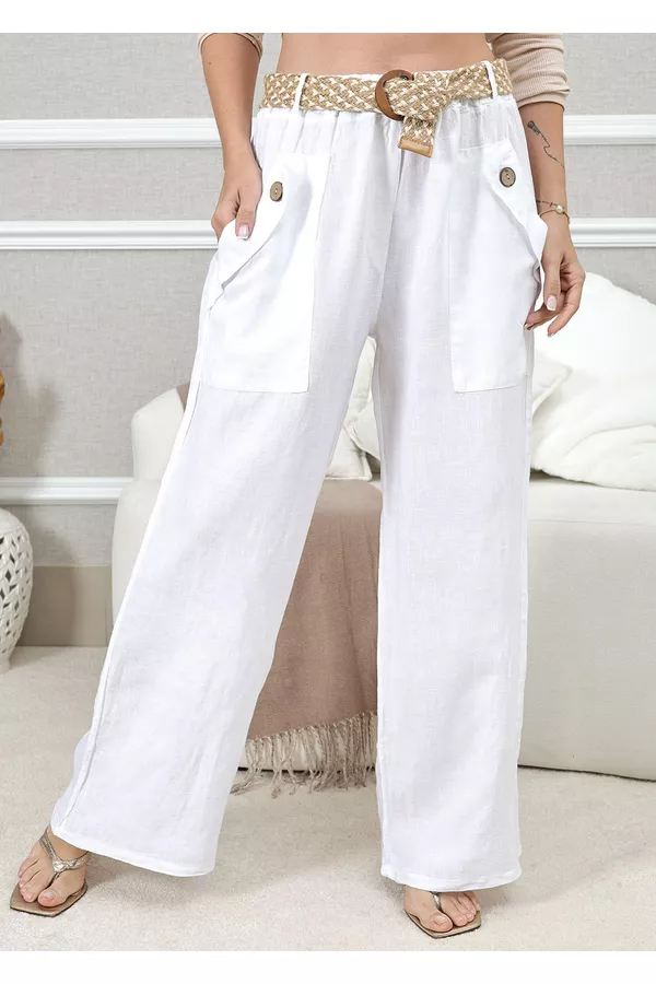 CALÇA SIMONE BRANCO - Loja Linho Italiano