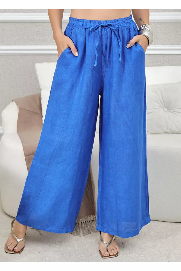 CALÇA CLEIDE AZUL ROYAL - Loja Linho Italiano