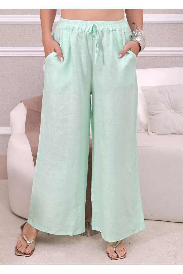 CALÇA CLEIDE VERDE AGUA - Loja Linho Italiano