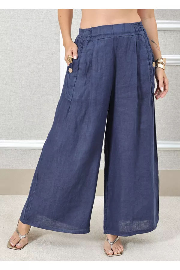 CALÇA PRISCILA AZUL MARINHO - Loja Linho Italiano