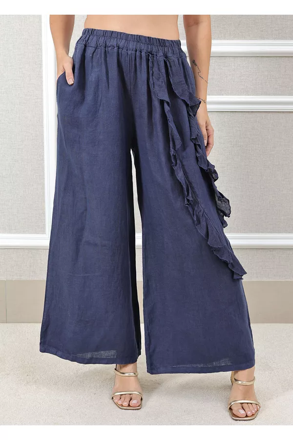 CALÇA CLARICE AZUL MARINHO - Loja Linho Italiano