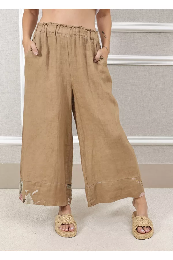 CALÇA OLÍVIA CARAMELO - Loja Linho Italiano