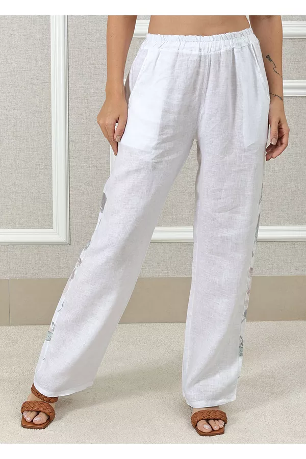 CALÇA NAIRA BRANCO - Loja Linho Italiano