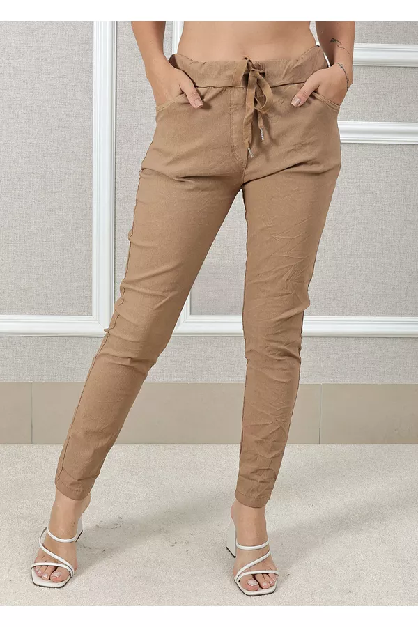CALÇA VANESSA LIOCEL CARAMELO - Loja Linho Italiano