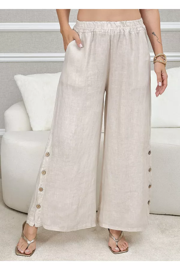 CALÇA ROSANA BEGE - Loja Linho Italiano
