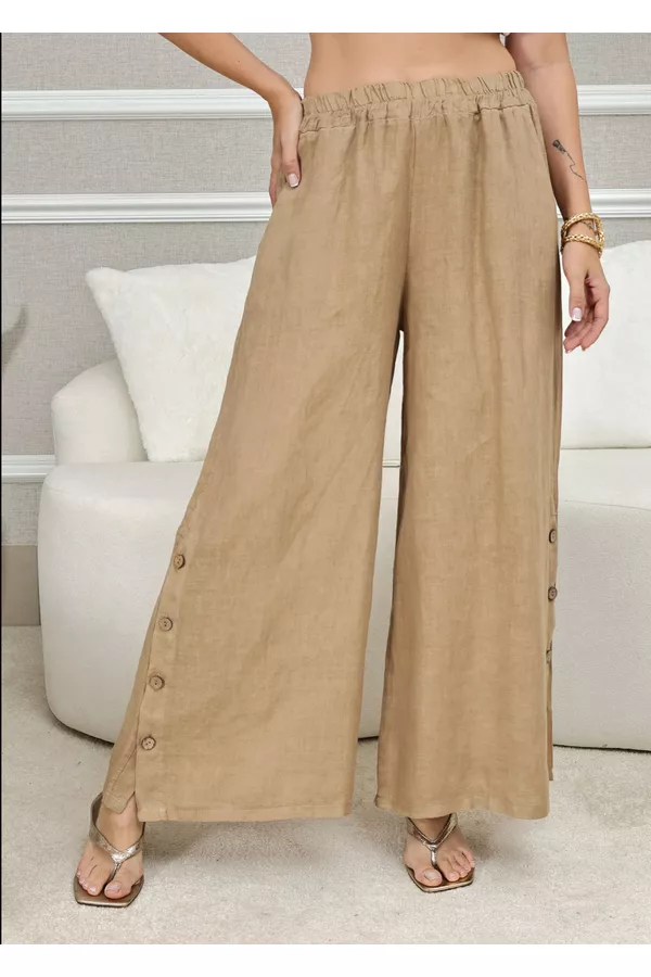 CALÇA ROSANA CARAMELO - Loja Linho Italiano