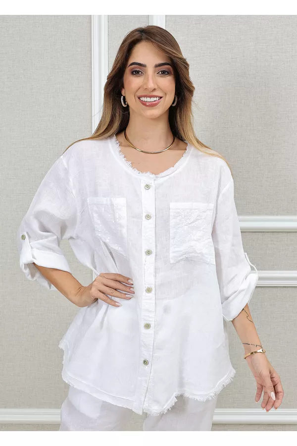 CAMISA DENISE BRANCO - Loja Linho Italiano