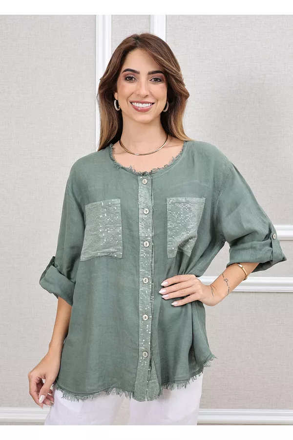 CAMISA DENISE MILITAR - Loja Linho Italiano