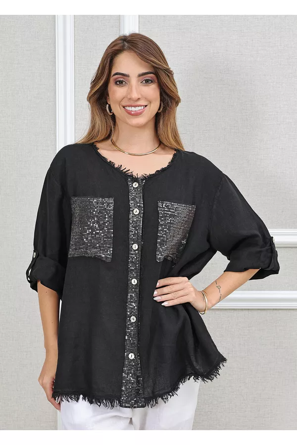 CAMISA DENISE PRETO - Loja Linho Italiano
