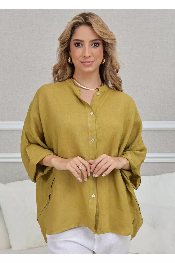 CAMISA LUANA MOSTARDA - Loja Linho Italiano