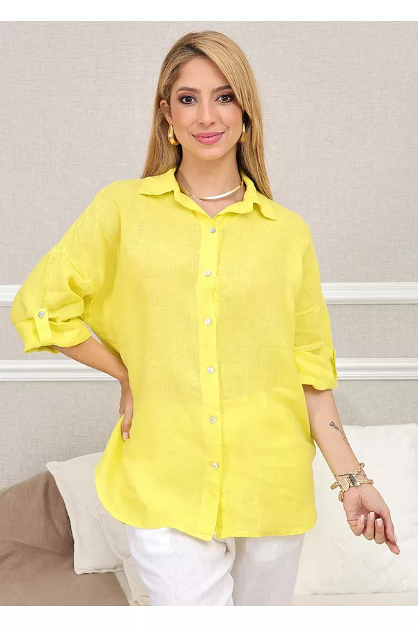 CAMISA MANDALA AMARELO - Loja Linho Italiano