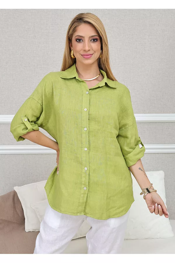 CAMISA MANDALA PISTACHE - Loja Linho Italiano