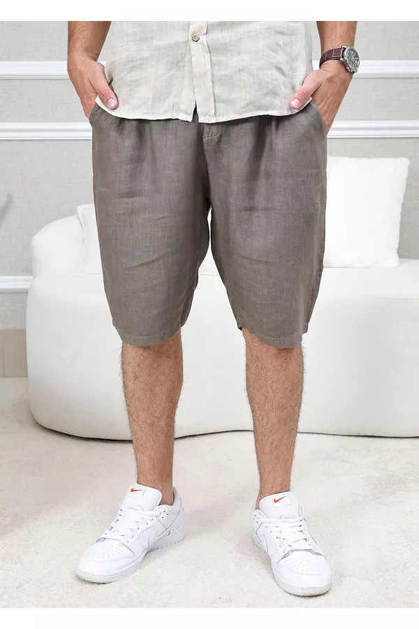 Bermuda Masculina Benício Linho Italiano Fendi - Loja Linho Italiano