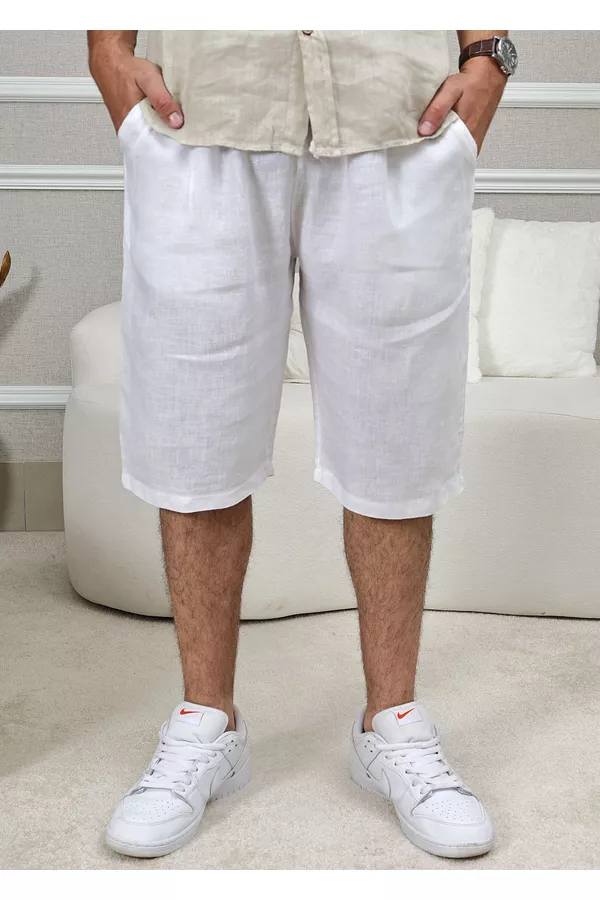 Bermuda Masculina Levi Linho Italiano Branca - Loja Linho Italiano
