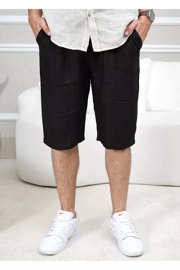 Bermuda Masculina Levi Linho Italiano Preta - Loja Linho Italiano