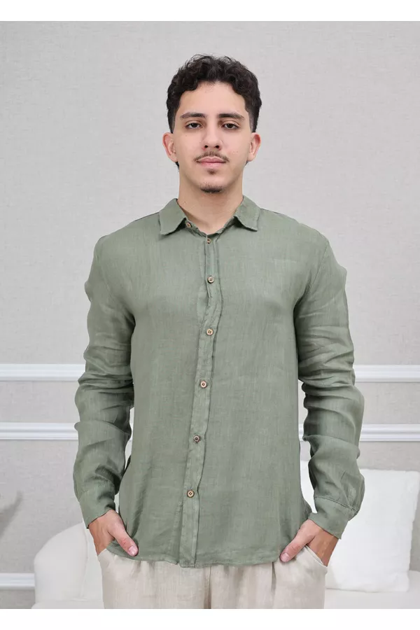 Camisa Masculina Manga Longa Samuel - Linho Italia... - Loja Linho Italiano