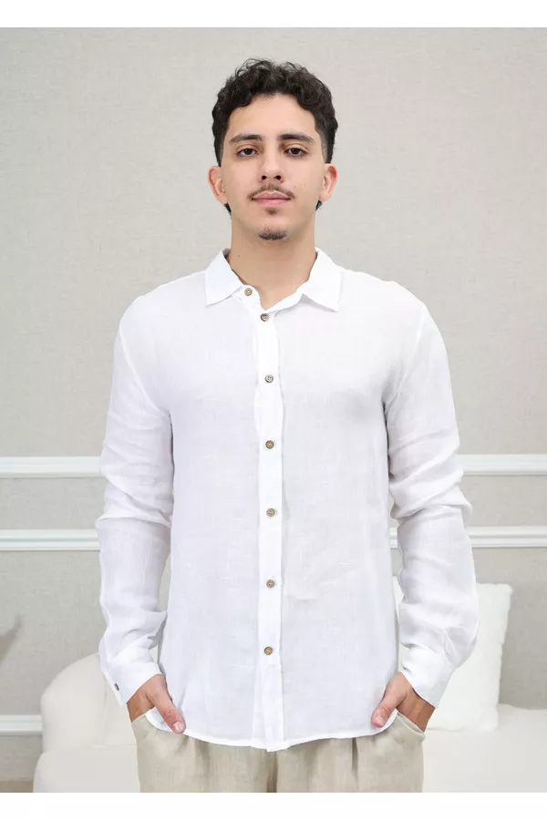 Camisa Masculina Manga Longa Samuel - Linho Italia... - Loja Linho Italiano