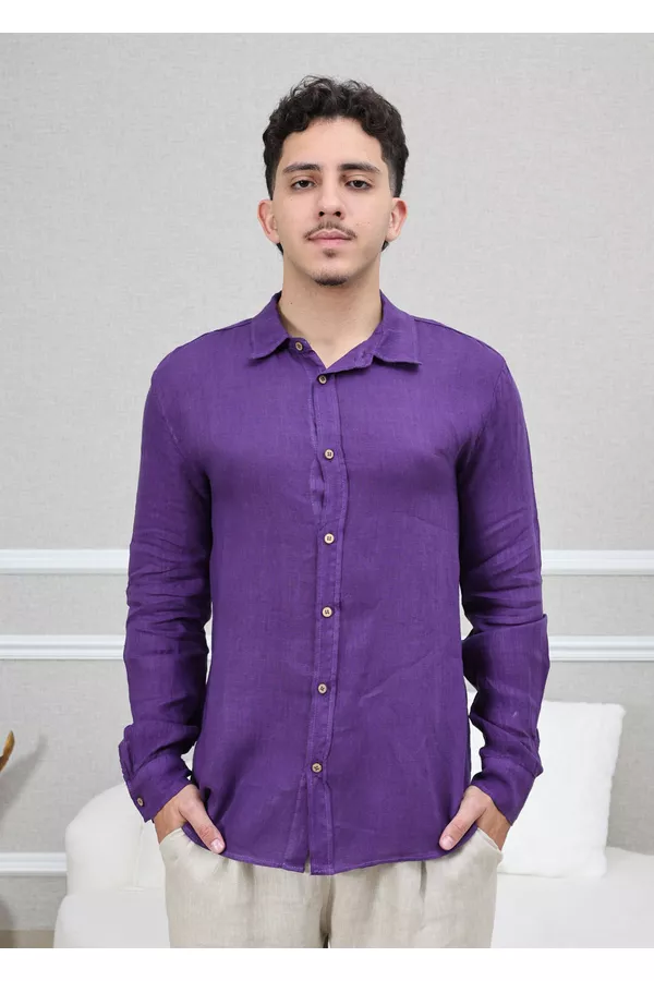Camisa Masculina Manga Longa Samuel - Linho Italia... - Loja Linho Italiano