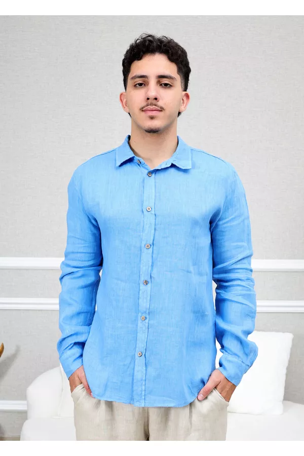 Camisa Masculina Manga Longa Samuel - Linho Italia... - Loja Linho Italiano