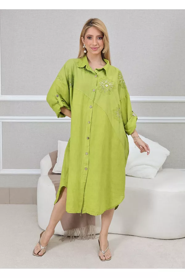 CHEMISE KÁTIA PISTACHE - Loja Linho Italiano
