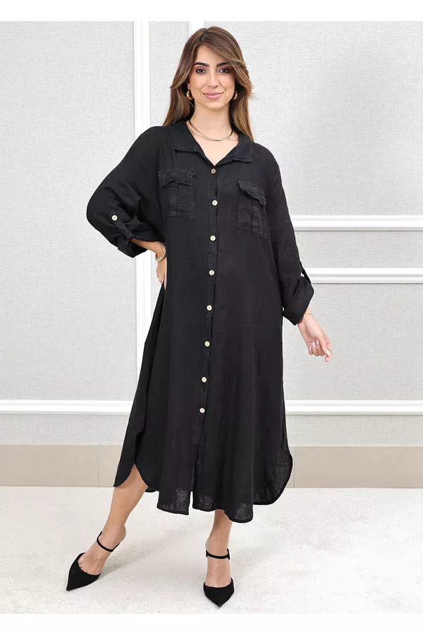 CHEMISE MIRELA PRETO - Loja Linho Italiano