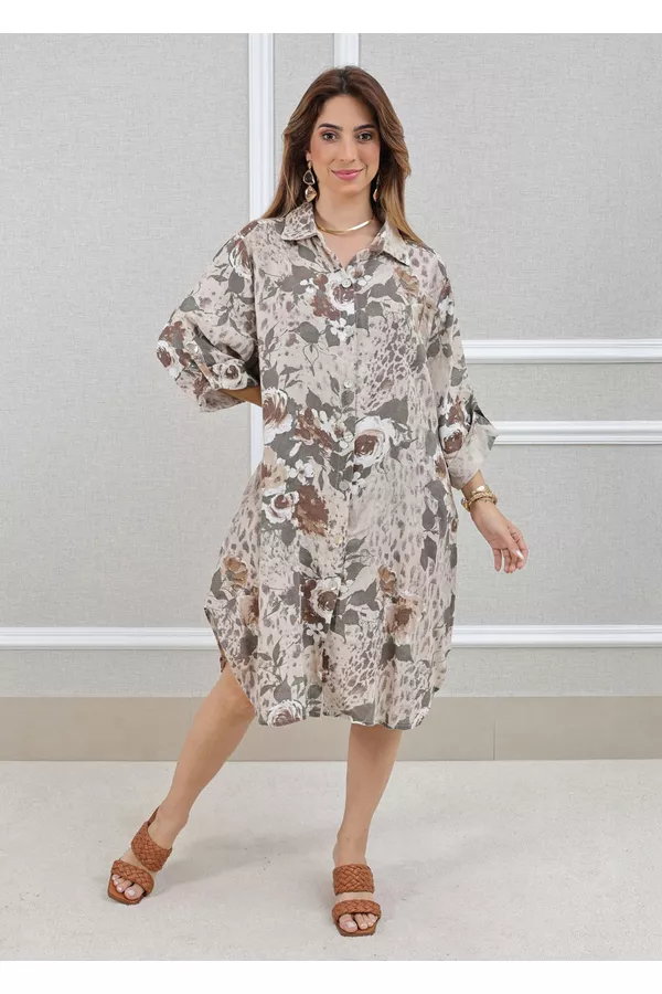 CHEMISE ISADORA BEGE - Loja Linho Italiano