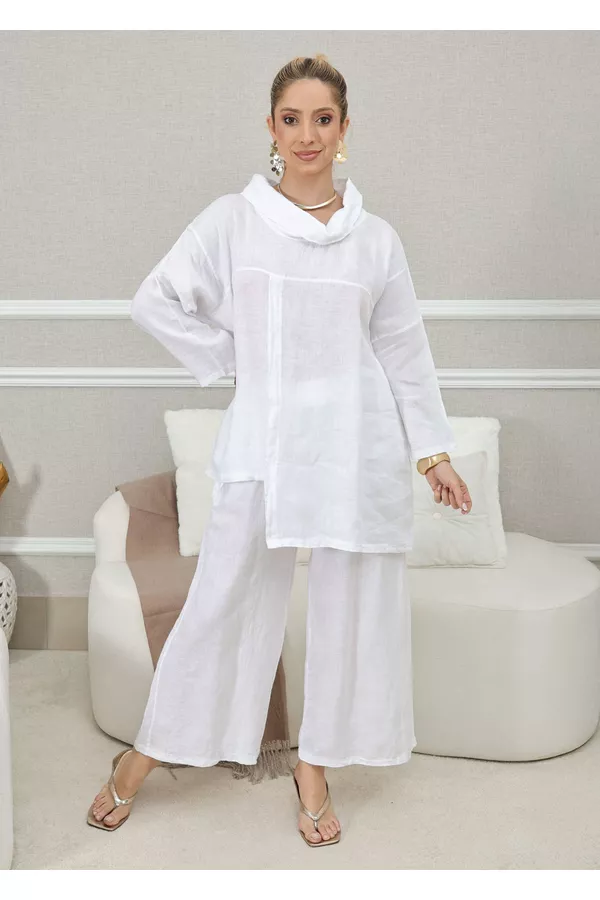 CONJUNTO ELIENE BRANCO - Loja Linho Italiano