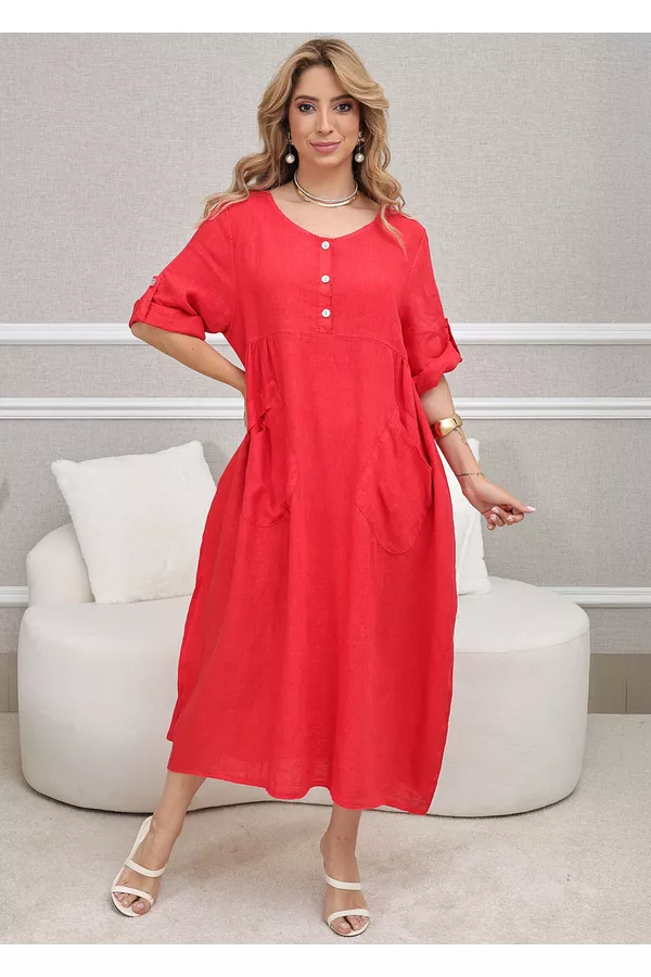 TÚNICA PAULA VERMELHO - Loja Linho Italiano